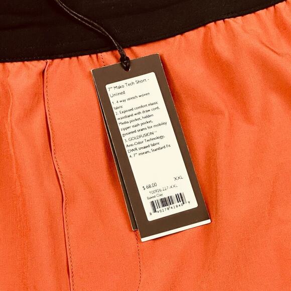 Rhone Men’s XXL 7” Mako Tech Baked Clay Unlined Active Workout Stretch Shorts - Picture 6 of 10